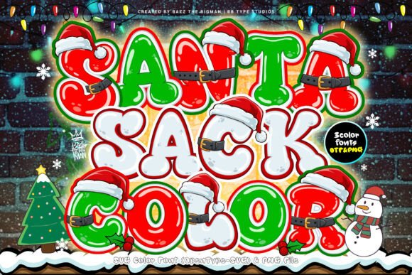 Santa Sack Color Font for Festive Design
