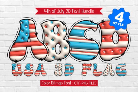 USA Flag 3D Font for Business