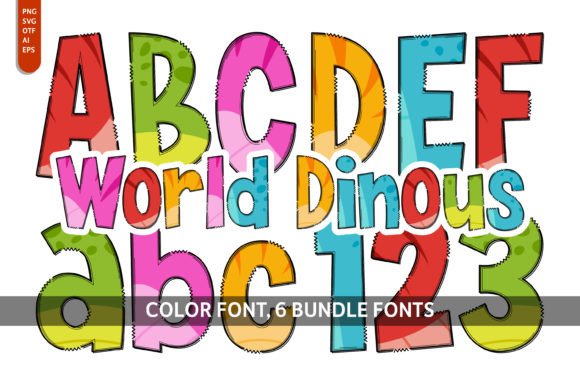 World Dinous Bundle: Bold Color Fonts for Creative Design
